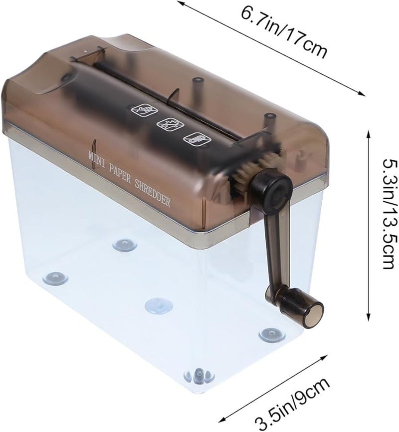 Mini Manual Hand Crank Paper Shredder Portable Desktop Strip Cutter for Documents Bills Receipts - Image 2